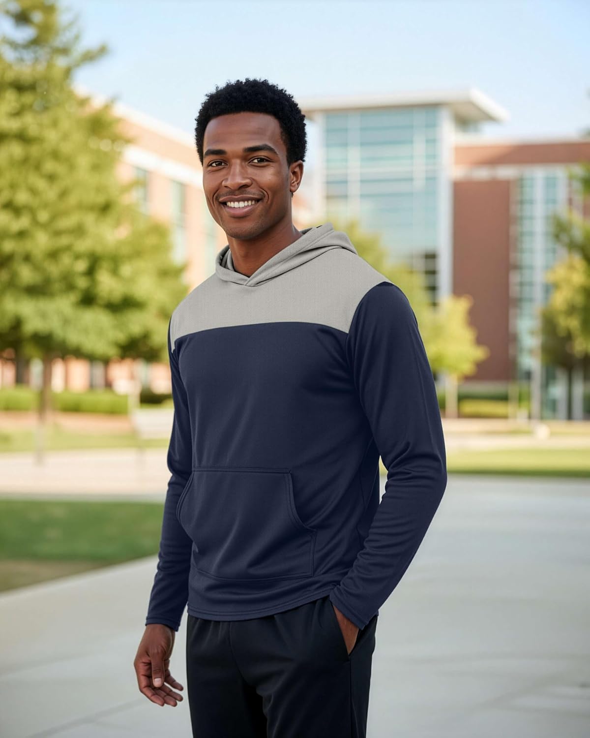 Real Essentials 3 Pack: Men's Mesh Long Sleeve Athletic Pullover Hoodie Sweatshirt Pockets UPF 50+ (Available in Big & Tall) - Image 4