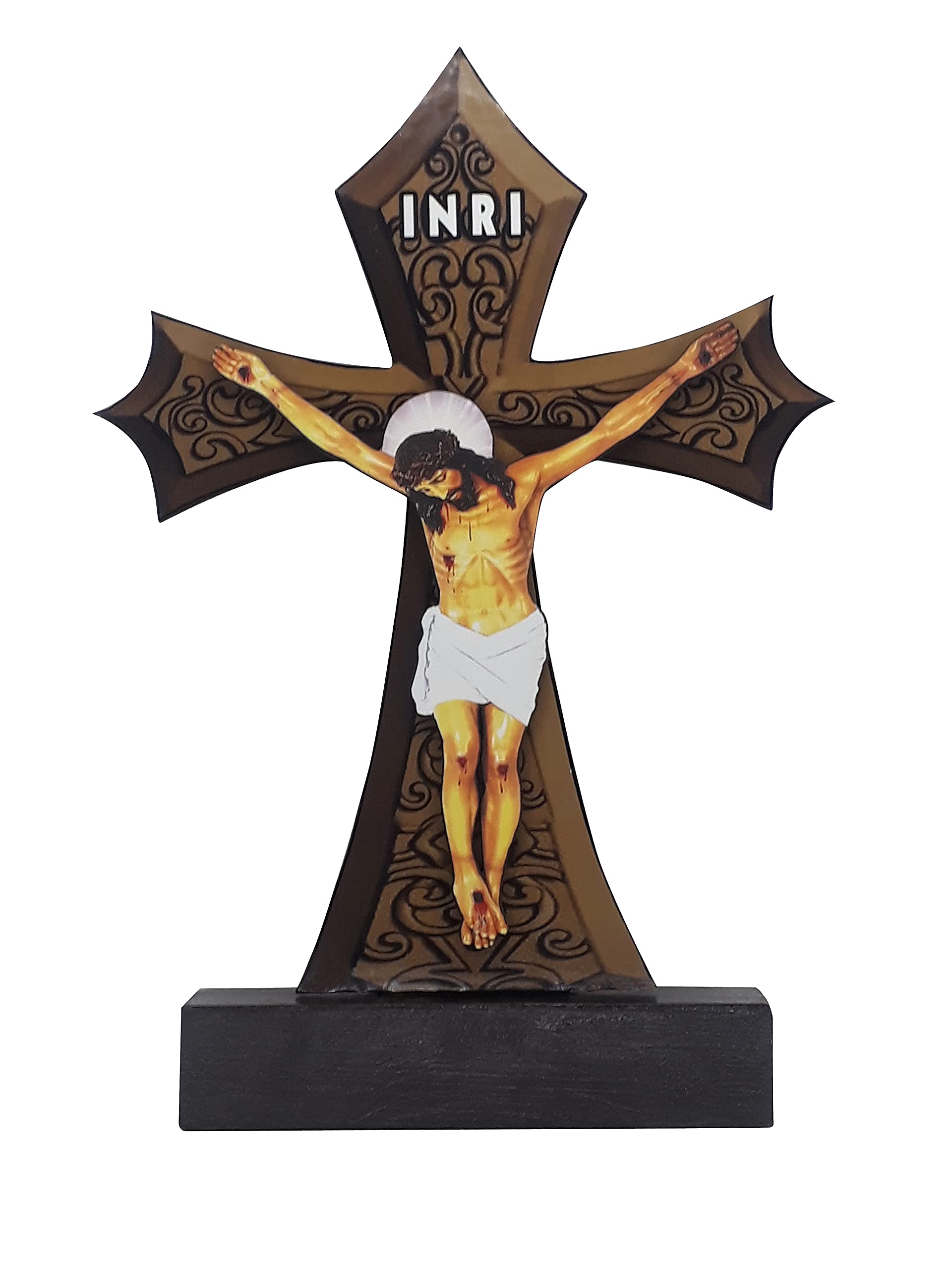 Shri Kanth Art Wood Jesus Christ Cross A Must Crucifix for Any Christian Decorative Showpiece 12 x 16