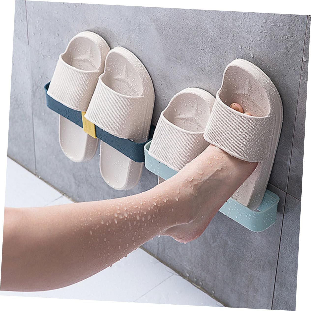 SOLUSTRE 5pcs Wall-Mounted Slipper Rack Punch Door Back Organizer for Bathroom Living Room Closet Material Easy to Install