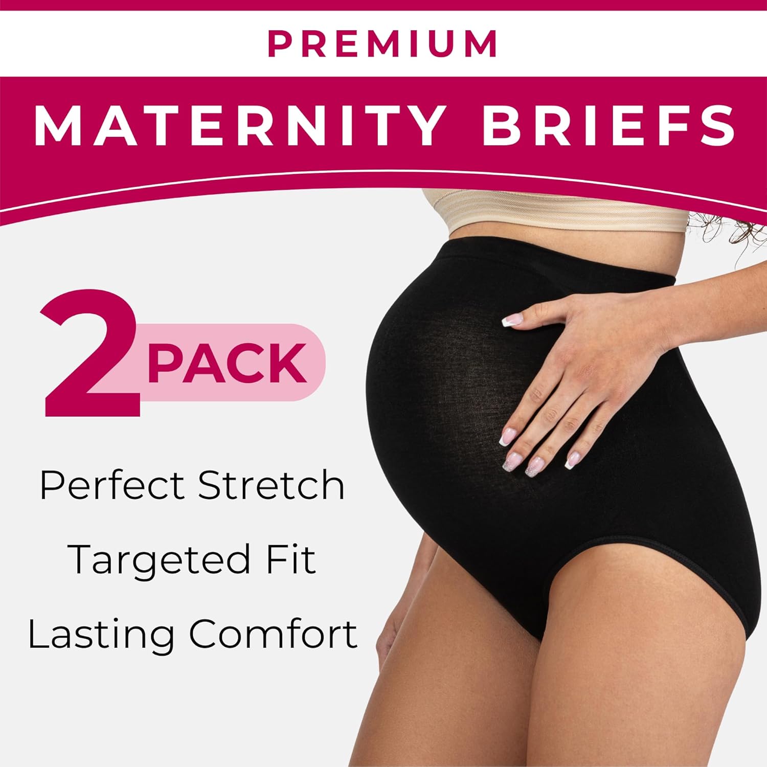 Be Relax Maternity Briefs - Pregnancy Underwear for Women - Over Bump Pregnancy Undergarment - Maternity Panties 2 Pack - Image 2