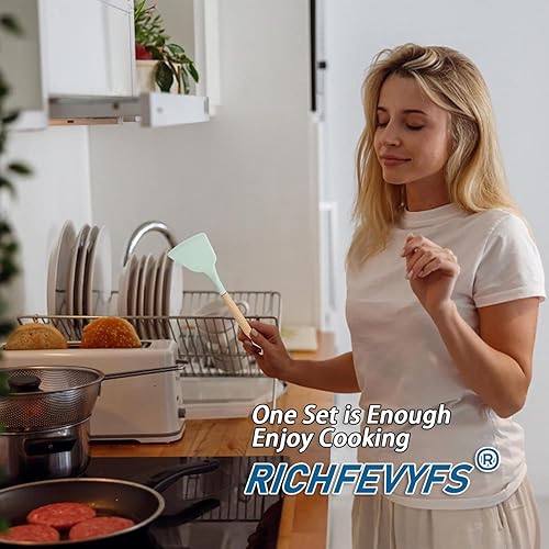 Miniatura 6 de RICHFEVYFS - Juego de utensilios de cocina de silicona, 12 piezas de utensilios de cocina de silicona, juego de utensilios de cocina, utensilios de