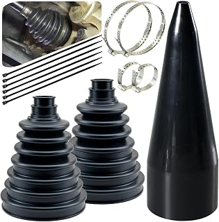 Upgrade 2PCS CV Boot,Thickened Neoprene Rubber Material with 4 Stainless Steel Clamps & 6 Cable Ties, CV Axle Boot Repair Kit for Protect Axle,Universal CV Joint Boot (2PCS+Expander)