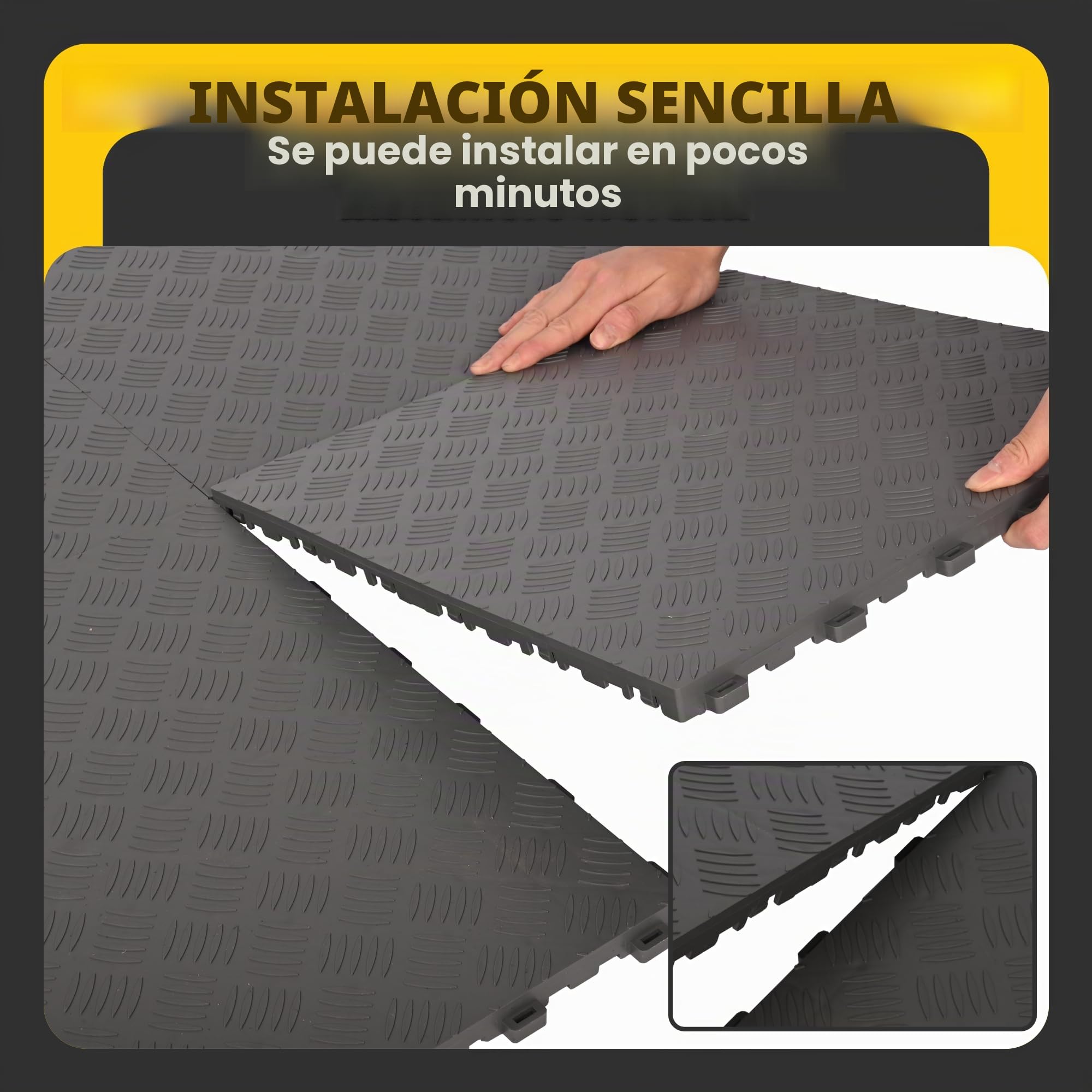 20 Unidades de Suelo de Garaje de PVC Antideslizante, Baldosas de Goma Resistentes, 40 x 40 cm, 18 mm de Grosor, Gris