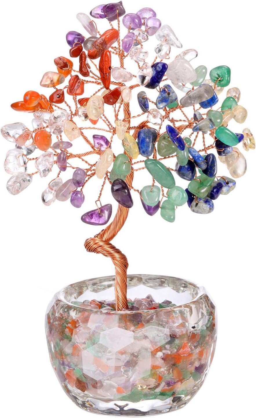 PESOENTH Chakra Tree Healing Crystals Tree of Life for Home Room Desk Decor,Chakra Stones Reiki Gemstones Trees for Positive Energy Good Luck Spiritual Gifts for Women Mum Birthday