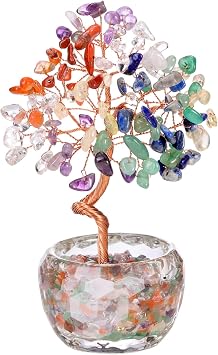PESOENTH Chakra Tree Crystal Tree of Life Gifts for Women Mom Birthday,7 Chakra Stones Healing Crystals Gem Trees Reiki Spiritual Gemstones Positive Energy Gifts for Home Room Desk Decor