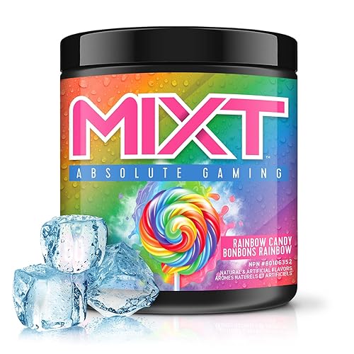 MIXT Energy Drink Mix, Energy Powder, 8 Hour Energy Formula, Designed for Concentration, Focus, and Hours of Energy Without the Crash, Sugar Free (60 Servings, Rainbow Candy)y, 200 g (Pack of 1) - Rainbow Candy