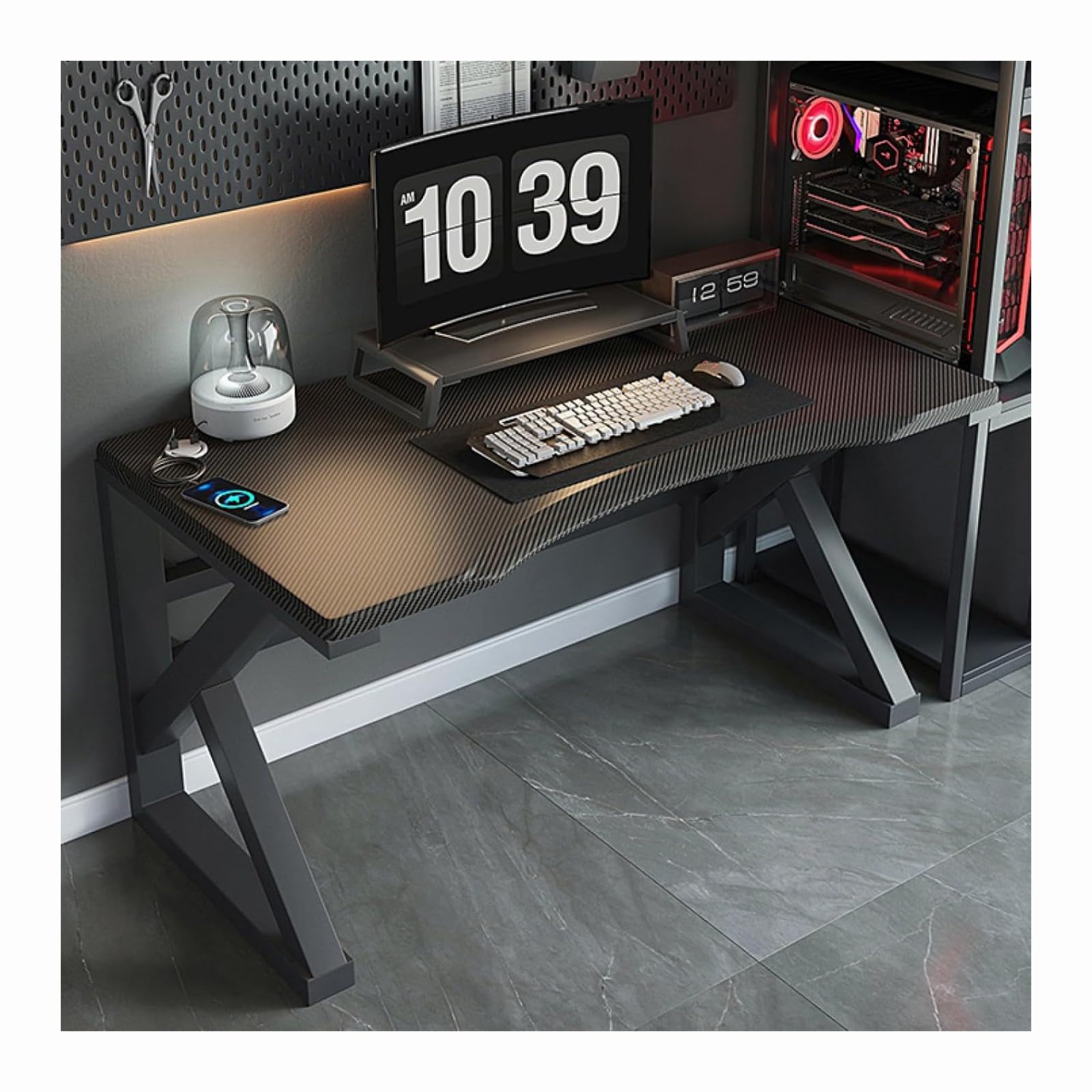 Wdsopk Black Computer Desk Home Office Desk Computer Desk With Usb Charging Ports,Modern Student Study Table, Workstation, Wooden Writing Desk Computer Table For Home（-100X60x75cm）