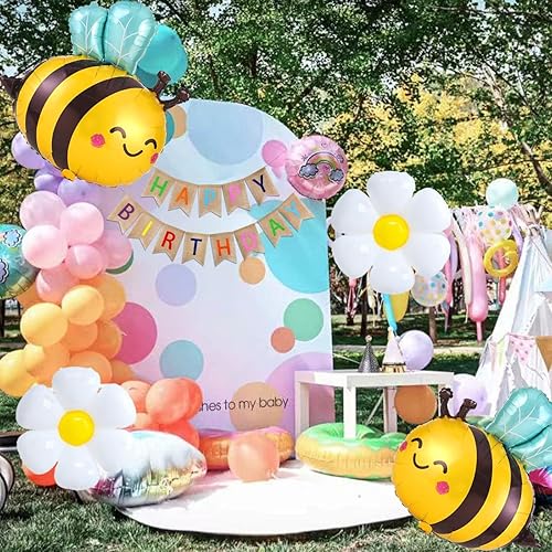 Miniatura 7 de 6 globos de abeja y margaritas, globos de Mylar de papel de aluminio de abejorros para decoración de fiestas de cumpleaños temáticas de abejorros