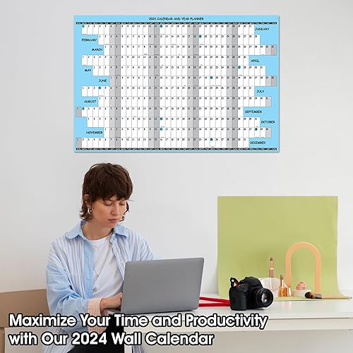 Miniatura 6 de Calendario de pared 2024 grande, planificador de pared anual anual mensual de 12 meses, tamaño 24 x 36 pulgadas