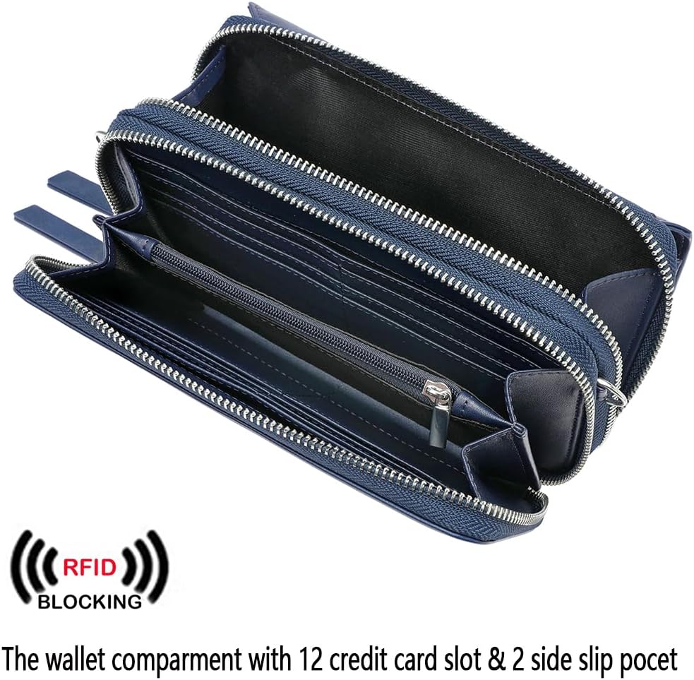 Lanyani RFID Crossbody Wallet Wristlet Purse with Phone Pocket For Women Vegan Leather - Image 3