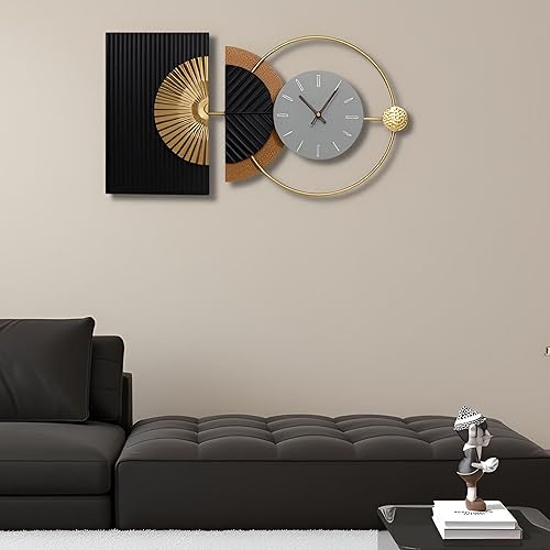 Reloj de pared decorativo de 30 x 18 pulgadas, contemporáneo asimétrico, silencioso, funciona con pilas, relojes grandes para sala de estar, cocina,