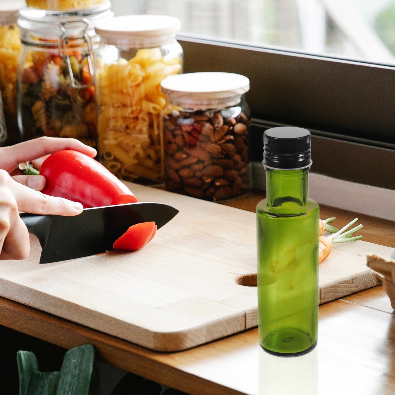 BESTYASH 3.4Oz Glass Olive Oil Bottle with Sealed Lid for Cooking Oil Storage and Dispensing Compact Mini Glass Container for Kitchen and Travel