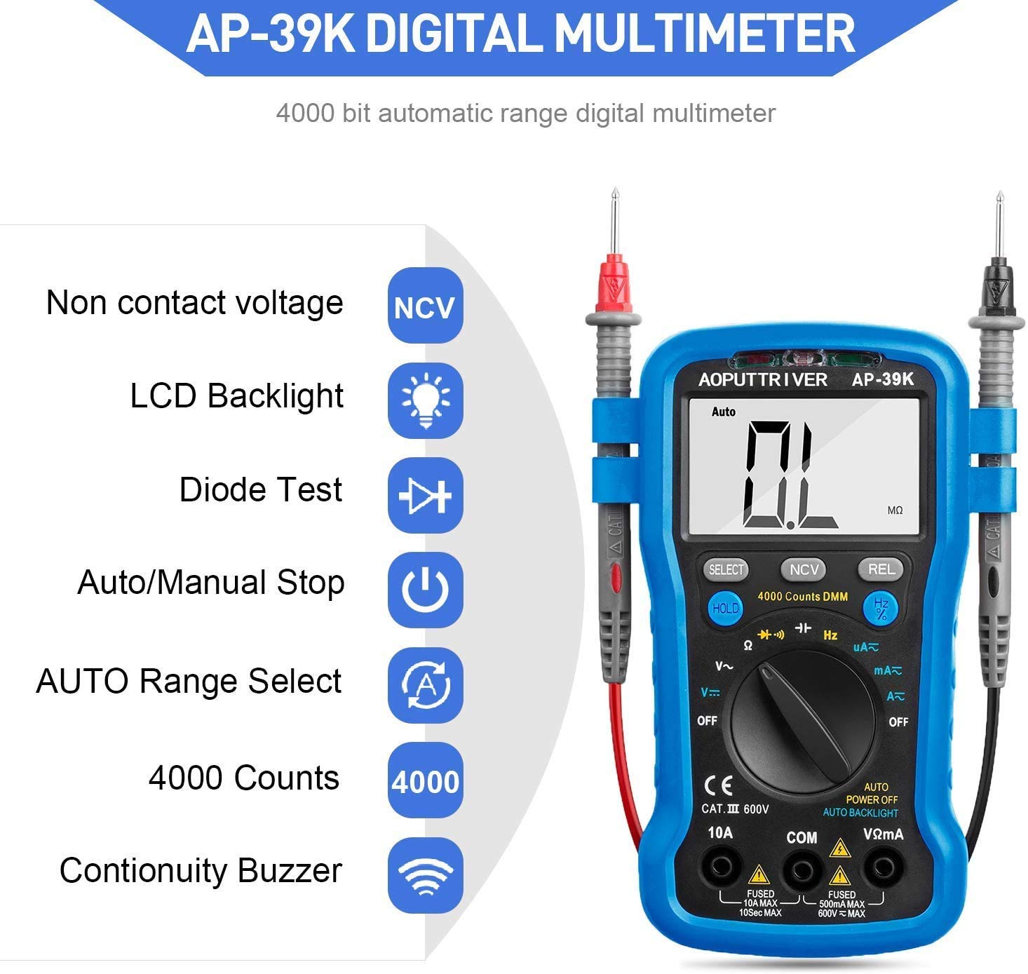 Features Multimeters AOPUTTRIVER AP-39K Digital Multimeter User Manual