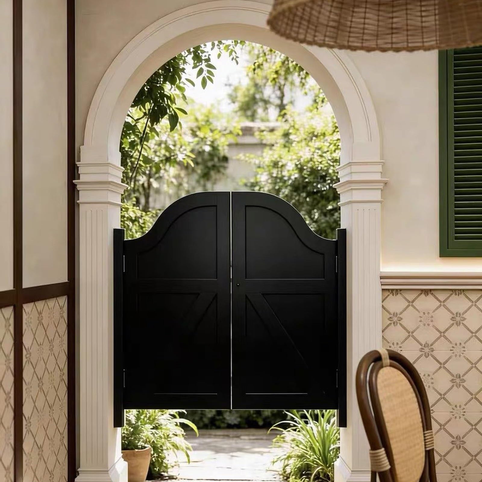 Porte battante double, porte Saloon en bois porte pivotante avec charnière | Portes Battantes 70-150cm large, Porte de Séparation pour intérieur couloir cuisine café bar(Noir,W110 x H90cm)