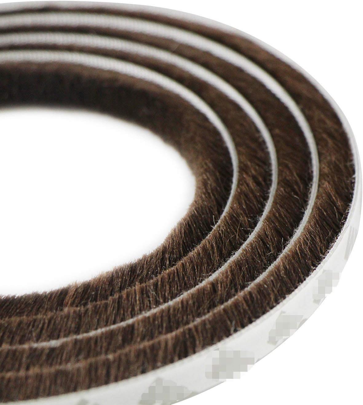 UOOOM 5m Windproof Dustproof Door Window Seal Strip Self Adhesive Brush Strip 9x23mm/Width 9mm, Thickness 23mm (Brown)