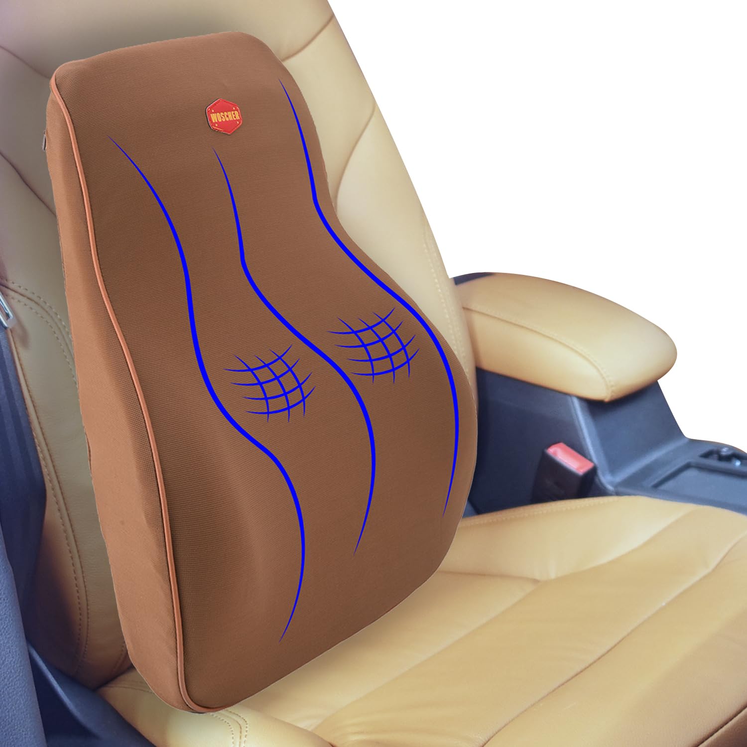 WOSCHER® Memory Foam Lumbar Support Pillow, Car Back Cushion with Ergonomic Designed for Low Back Pain Relief, Orthopedic Backrest for Car Seat, Office Chair, Wheelchair and Recliner (Tan Tan) (B08191JCQS) Amazon Price History, Amazon Price Tracker
