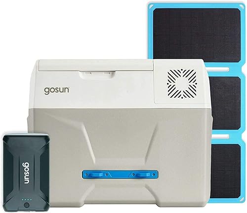 GOSUN Enfriador solar Chill y panel solar 30+ Enfriador solar sin hielo con ruedas - Refrigerador de 12 voltios con batería portátil Enfriador de