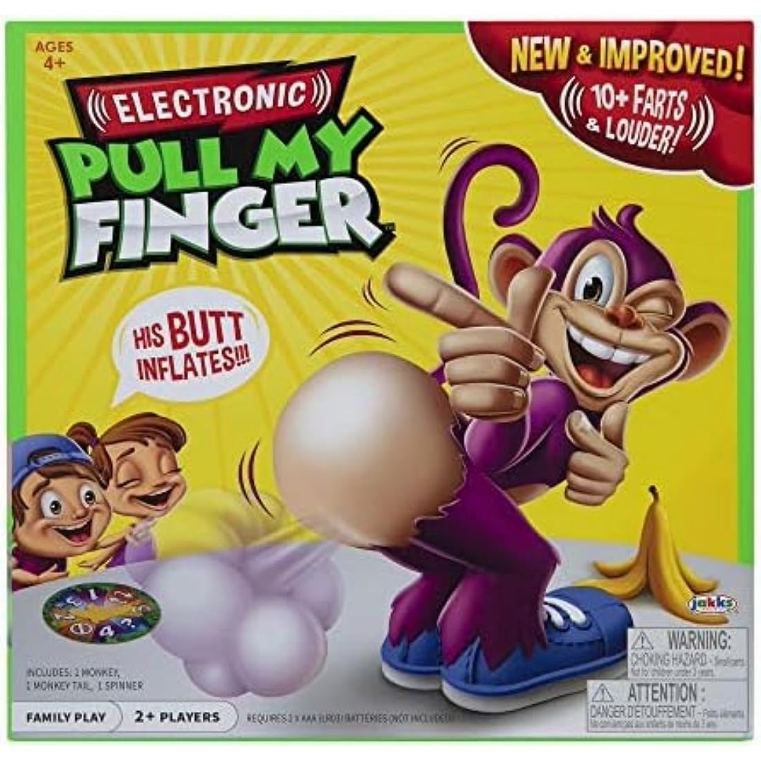 Pull My Finger Interactive Board Game by Jakks Pacific, Hilarious Farting Sounds with Feature Monkey, for 2 Or More Players, Family Fun for Ages 4+