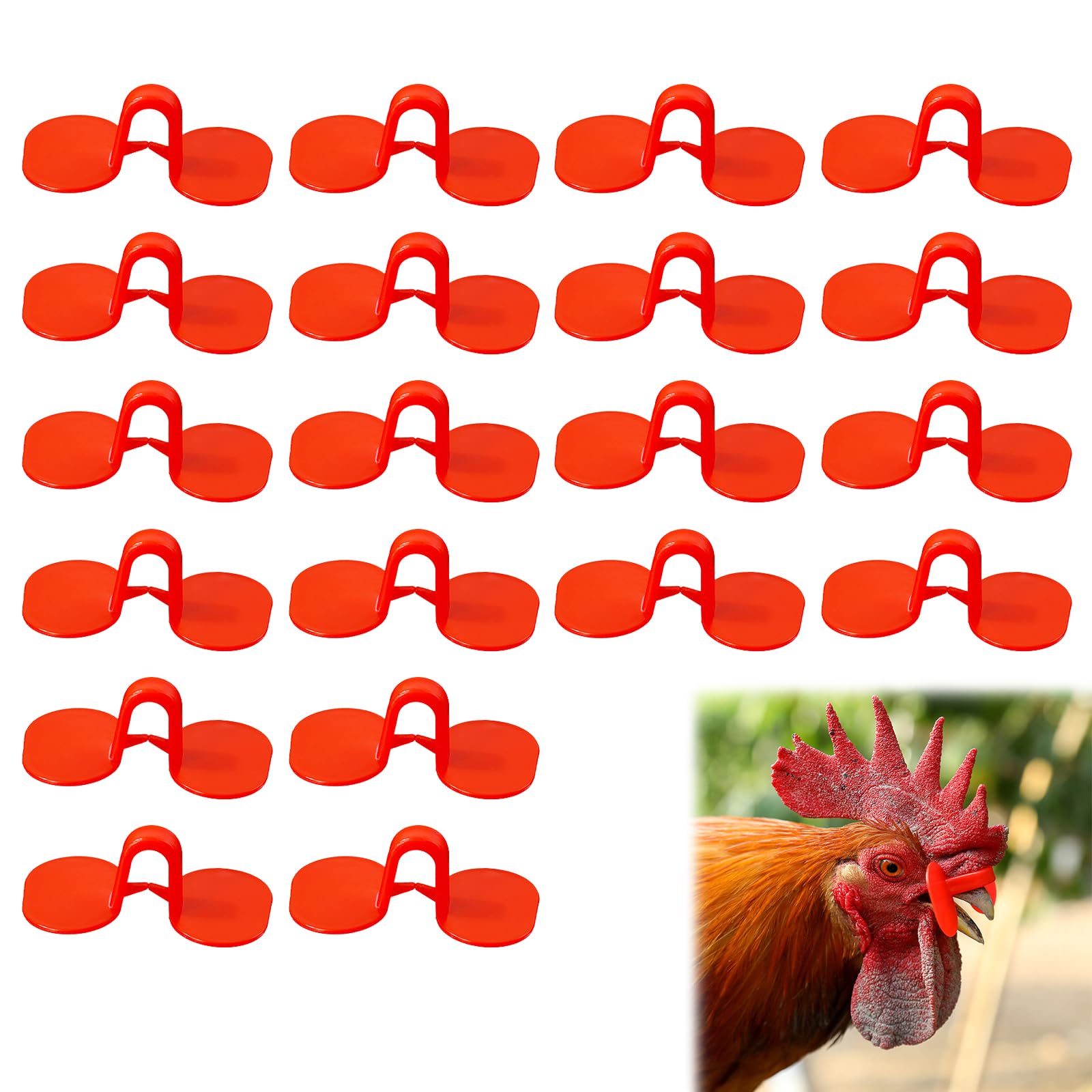 20 Pièces Lunettes De Poulet en Plastique,Lunettes De Poulet Anti-Picorage,Lunettes De Poulet Sans Broches,Lunettes Anti-Picage pour Poulet,56×38MM