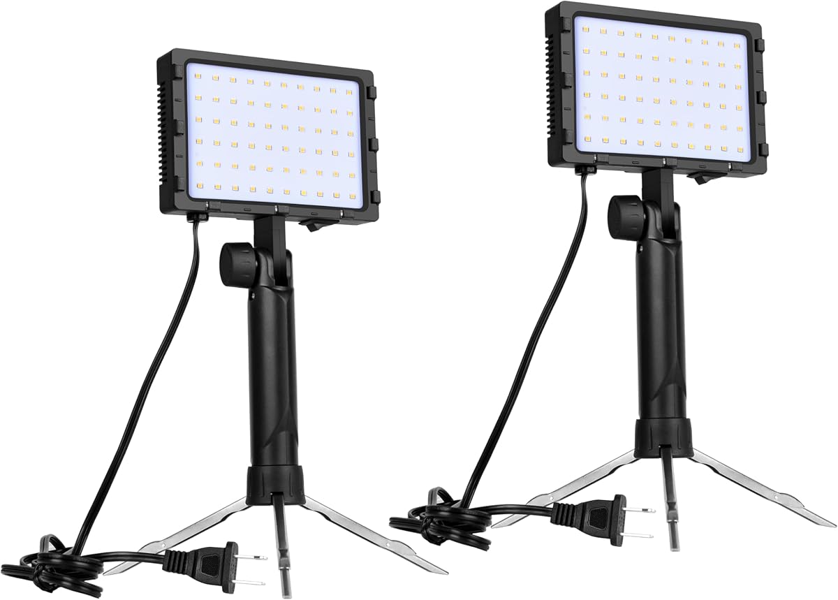 EMART 60 LED Portable Product Photography Light for Tabletop Photo,2-Pack | Continuous Small Photography Lamp ,Adjustable Tripod Stand and Filter,Table Top Camera Video,Stop Motion Animation Kit