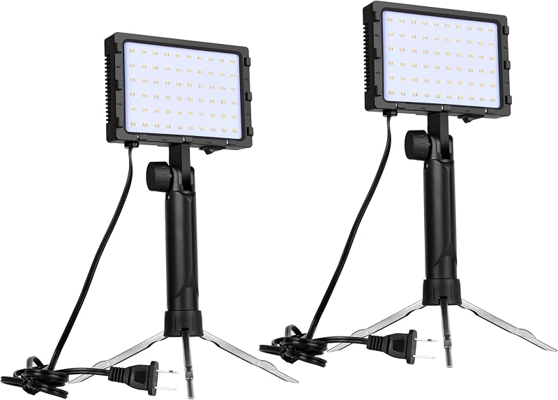 EMART 60 LED Portable Product Photography Light for Tabletop Photo,2-Pack | Continuous Small Photography Lamp ,Adjustable Tripod Stand and Filter,Table Top Camera Video,Stop Motion Animation Kit