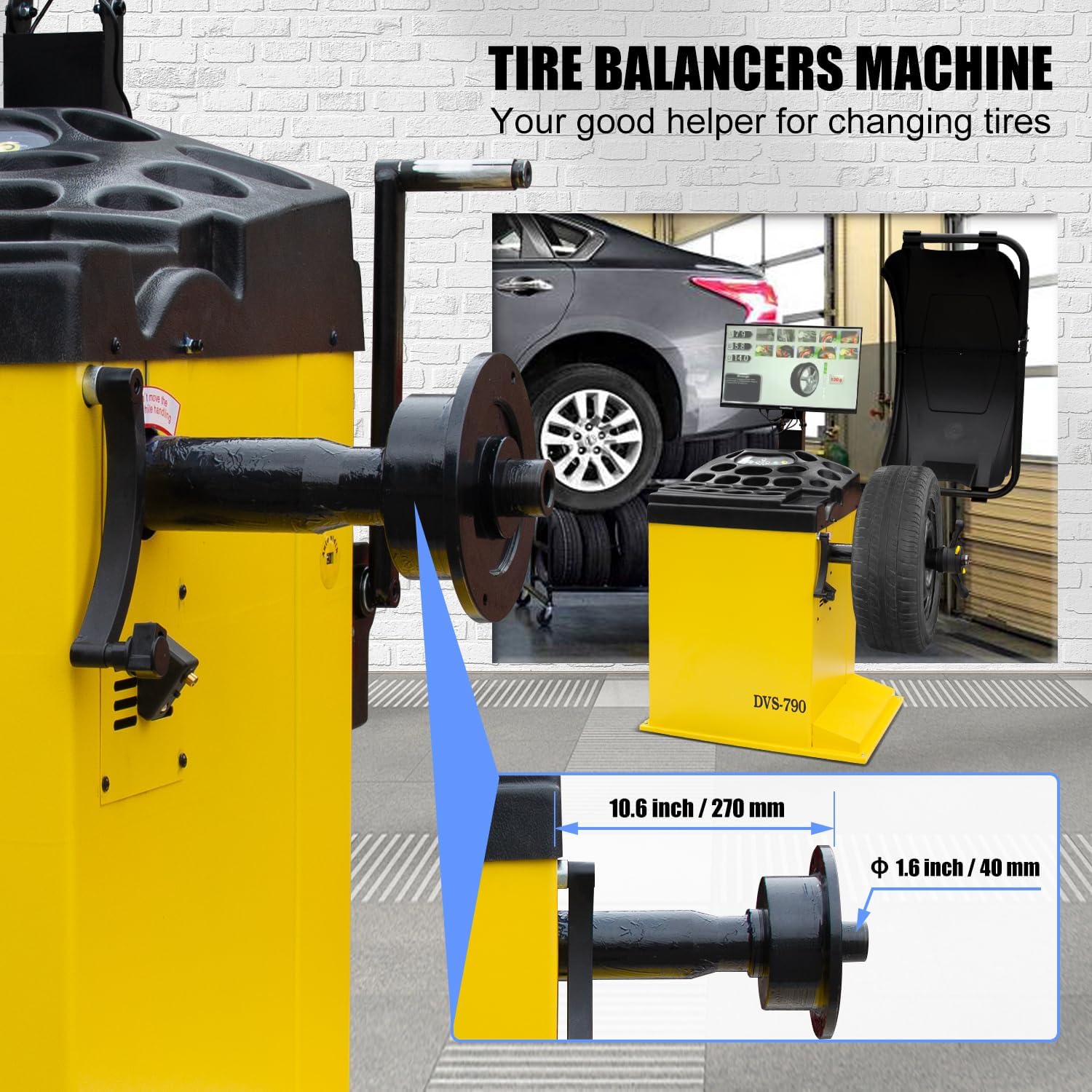 24'' Rim 1.5HP Tire Changer w/Assist Arms and 10''-24'' Rim Tire Balancer Combo and 3HP Oil-Free Air Compressor for Tire Repair and Wheel Balancing Garage Shop Equipment w/ 1 Year Full Warranty