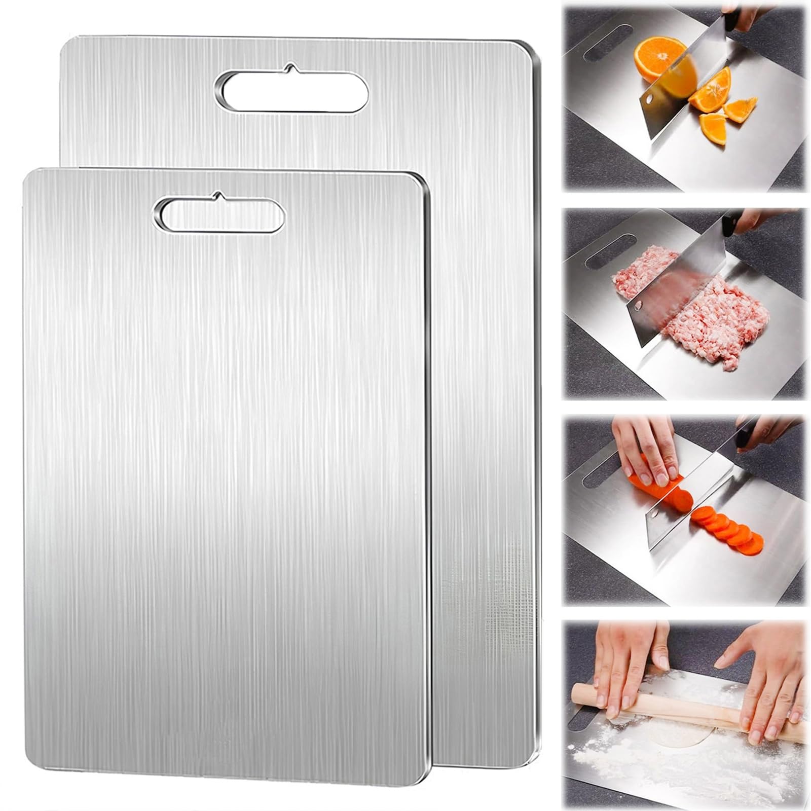 Tabla de cortar de bambú, reversible, de grado alimenticio, ideal para carnes, frutas y verduras, esencial para cocineros y cocineros caseros