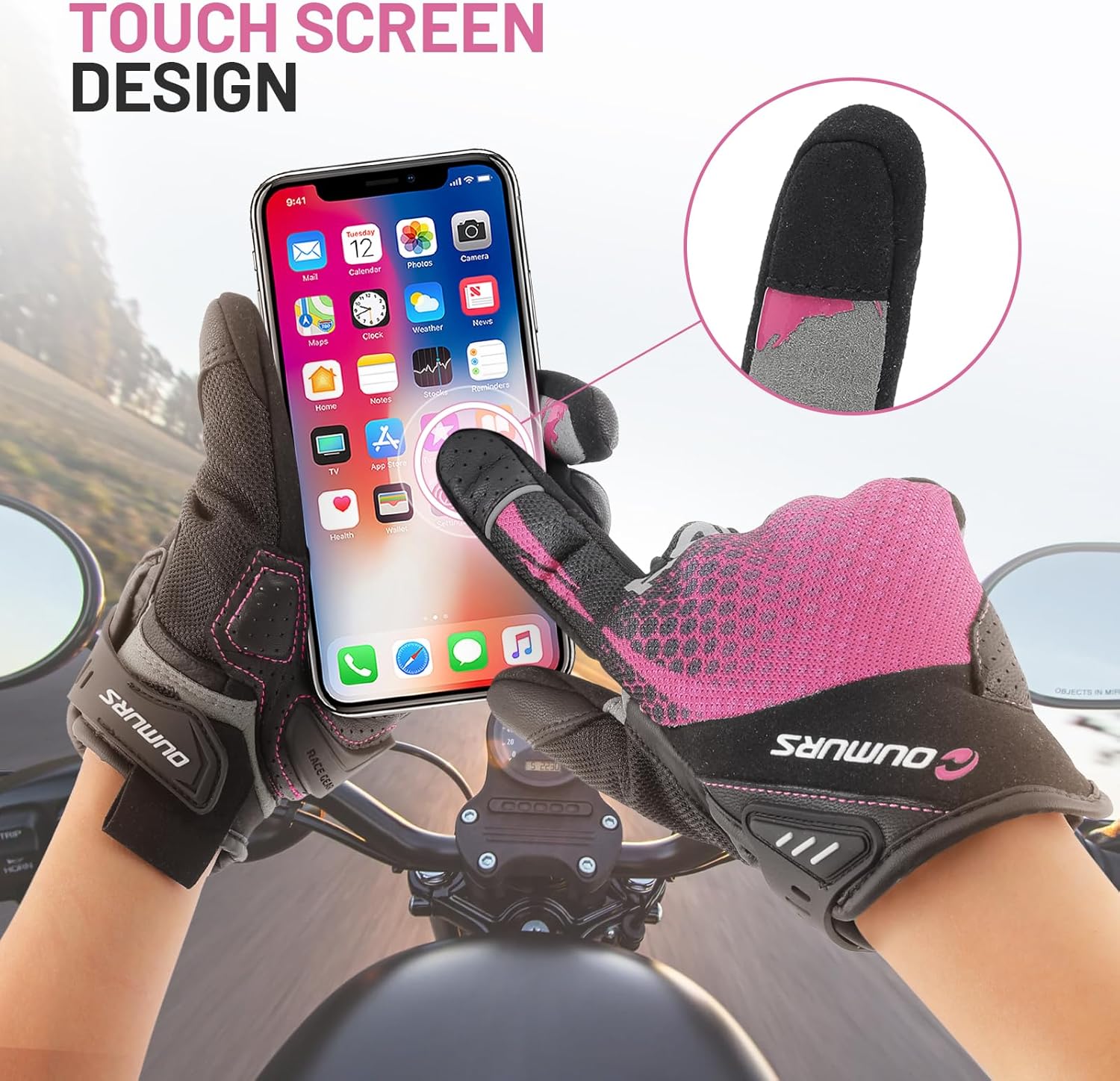 Motorcycle Gloves for Women, Cycling Gloves for Outdoor Sports On-Road/Off-Road/Mountain Motorcycle Motorcross Motorbike - Image 3