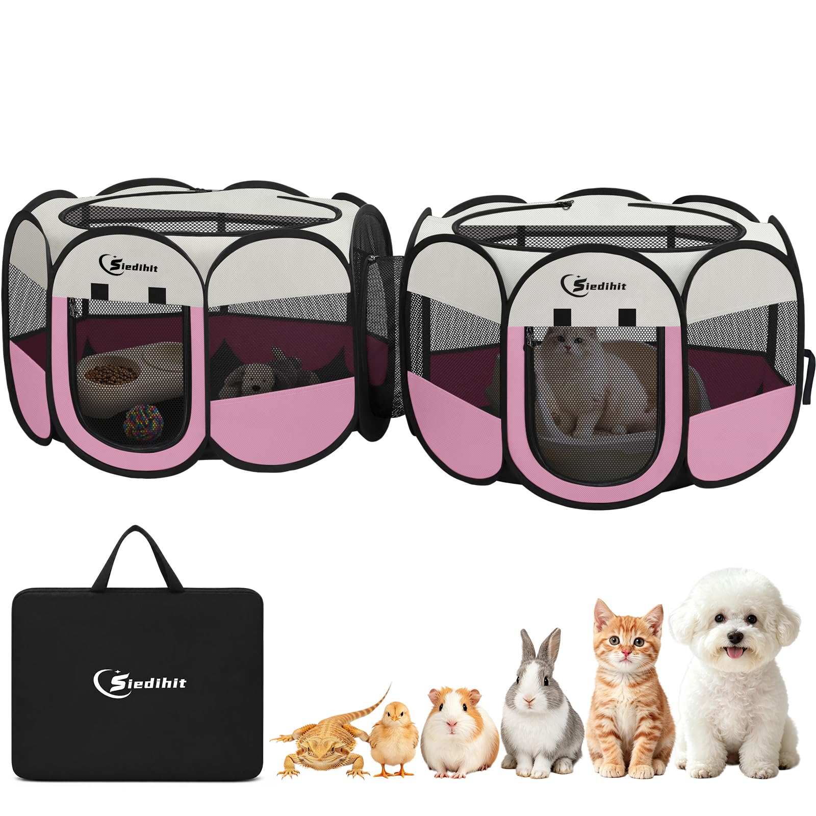 Dog Cat Playpen 2-in-1 Indoor Outdoor for Puppy Pet Recovery After Surgery