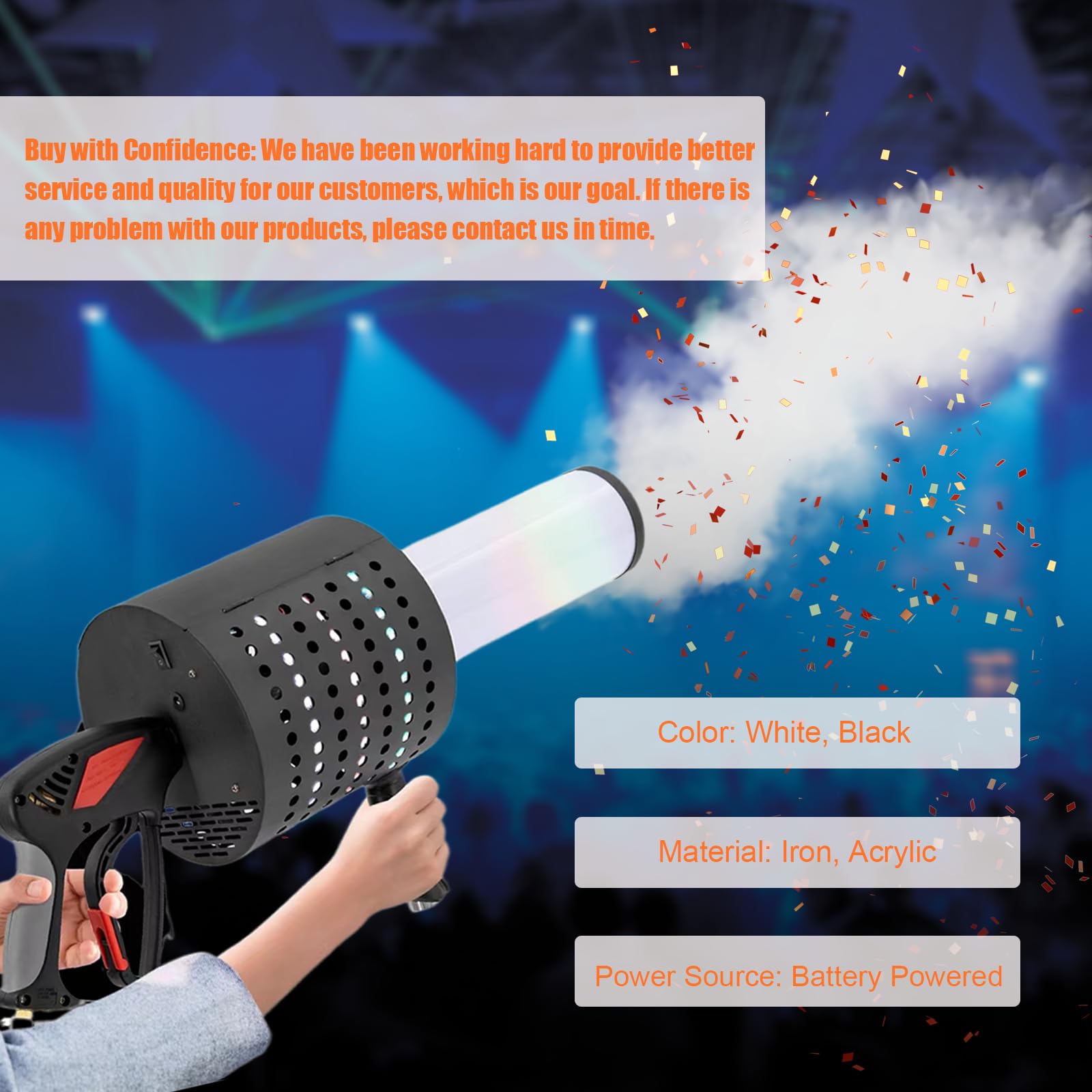 LED CO₂ Konfettimaschine Handgeführte Maschine für Party Hochzeit Bühne Konzerte Theater - Akku Nebelmaschine, Event Konfetti Werfer