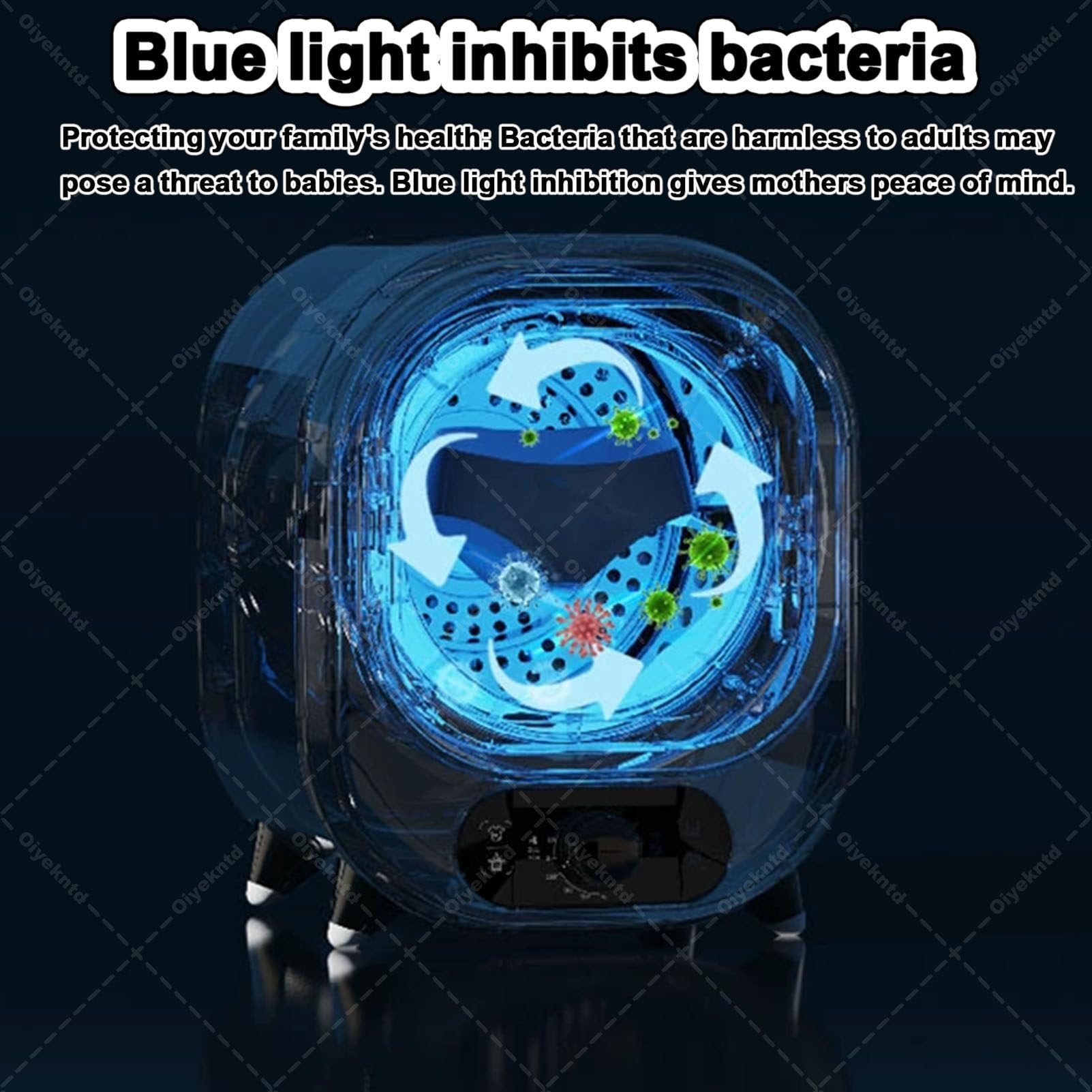 Asciugatrice a condensazione, asciugatrice portatile compatta con capacità di 5 kg, piccola asciugatrice a condensazione, centrifuga con capacità di carico di 0,8 kg, per casa, appartamenti Blue