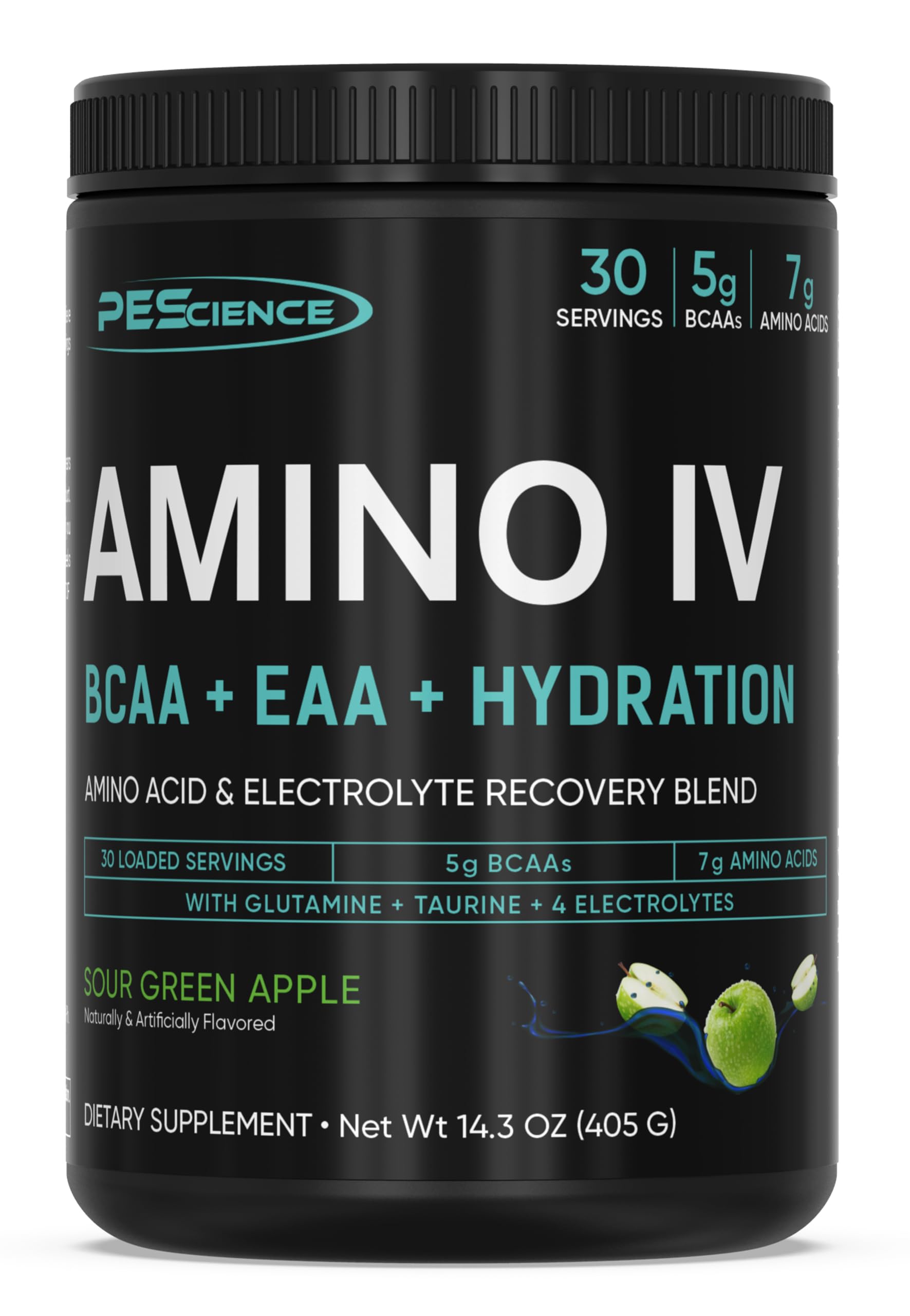 PEScience Amino IV EAA + BCAA Powder, Sour Green Apple, 30 Servings