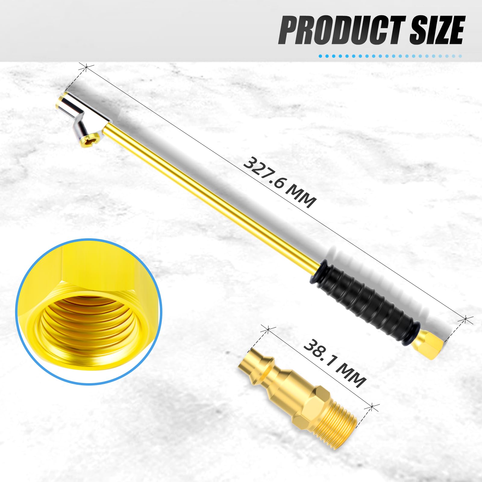MEANLIN 5PCS Attacco aria doppia testa a portata estesa 1/4" FBSP con impugnatura gommata e raccordo rapido, attacco aria in ottone 2 vie, per camion semirimorchio, camper, camion gemellati