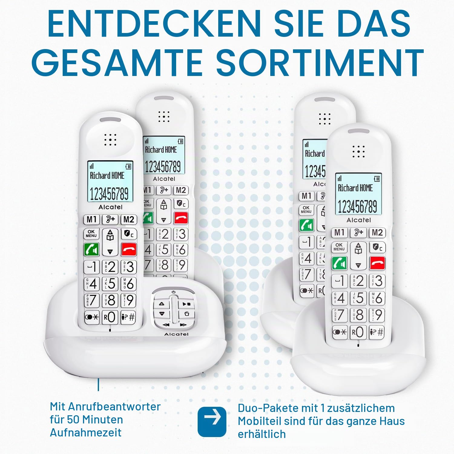 ALCATEL XL685 Voice – Schnurloses Festnetztelefon DECT Senior Format XL mit Anrufbeantworter – Display mit hoher Lesbarkeit – große Tasten – Audio Boost – Freisprecheinrichtung – Anrufsperre – Weiß