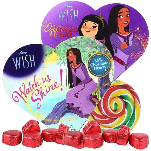 Wish Movie - Caja de chocolate con leche y corazón, regalo para el día de San Valentín, 1.6 onzas (paquete de 2)