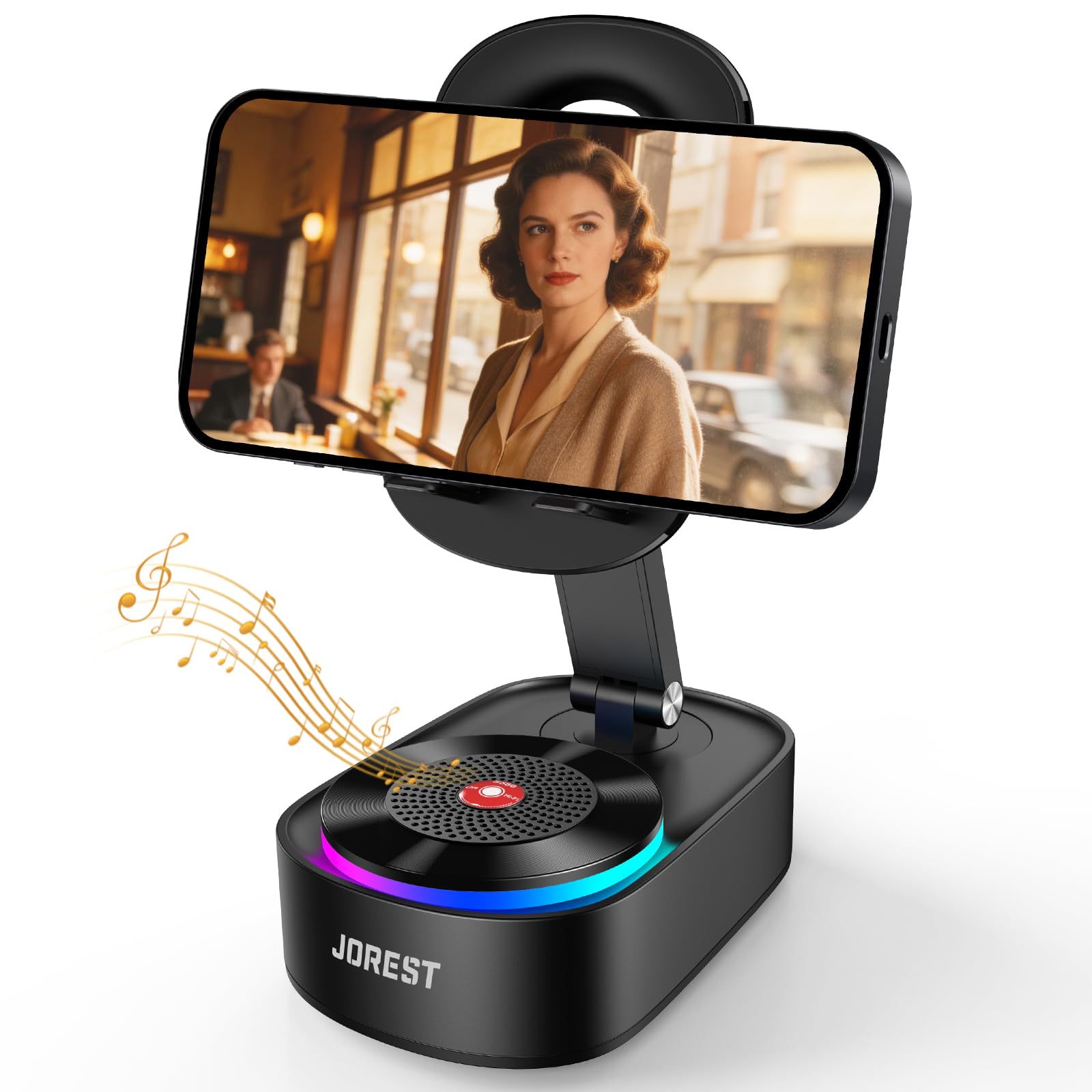 Jorest Wireless Induction Speaker, Phone Speaker Amplifier with Bluetooth, Foldable Cell Phone Stand for iPhone Android, Gifts for Men Women Teens, Birthday Anniversary stuffs, Desk Kitchen Gadgets