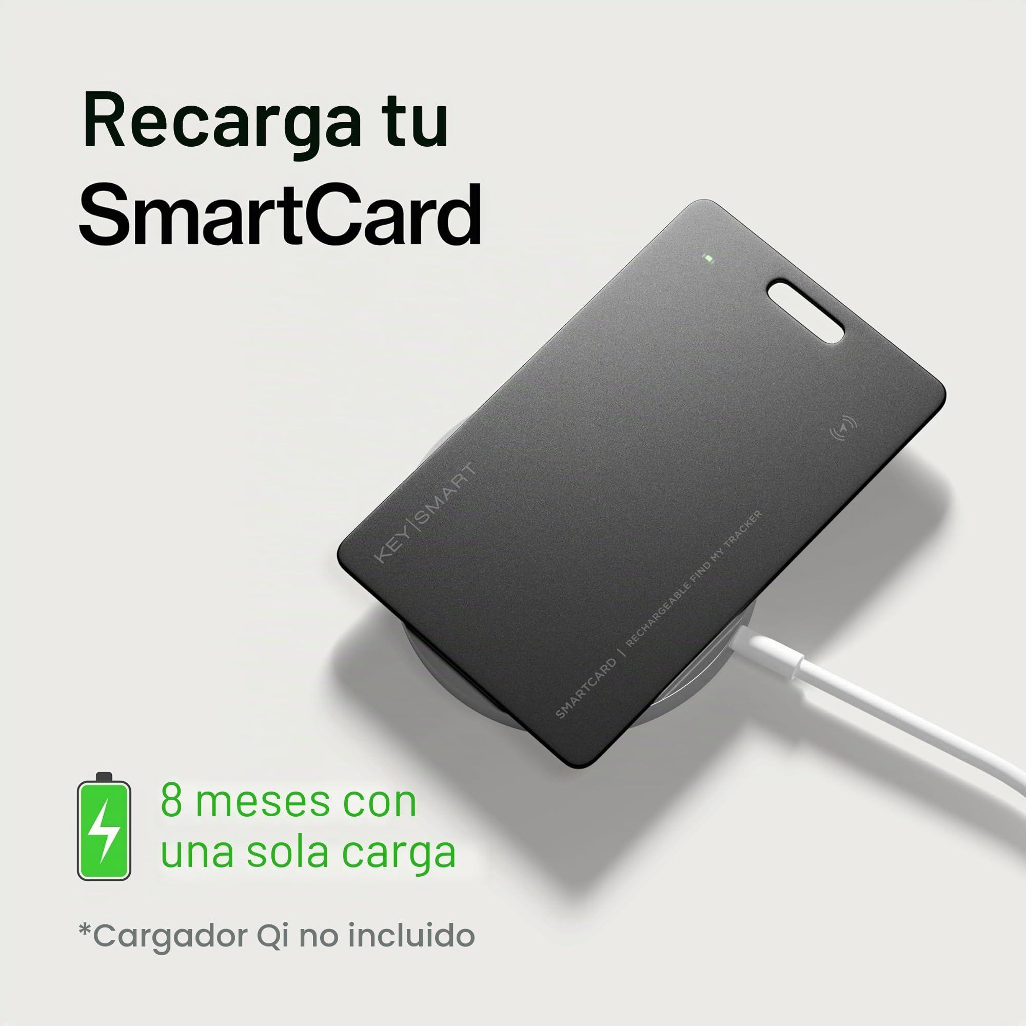KeySmart SmartCard - Tarjeta de Seguimiento de Cartera, Compatible con Apple Find My App, buscador de artículos GPS Delgado Recargable para Etiqueta de Equipaje, Dispositivos de rastreo GPS