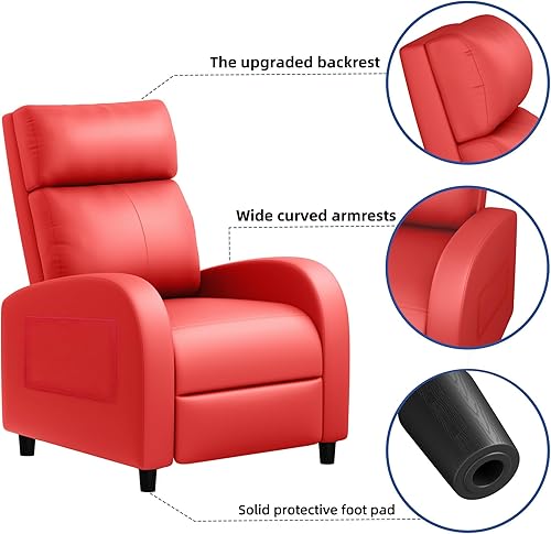 Miniatura 8 de JUMMICO Silla reclinable ajustable para cine en casa, mueble sofá reclinable individual con cojín de asiento grueso y respaldo, sillón reclinable