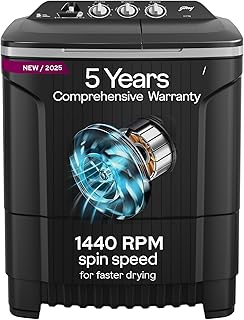 Godrej 8 Kg 5 Star, Wash Upto 8 King Size Bedsheets, 370 W PowerMax Motor, 1440 RPM Spin, Magic Lint Fliter, Semi Automatic Top Load Washing Machine (WSEDGE CLS 80 5.0 EN2 M CSGR, Crystal Grey)