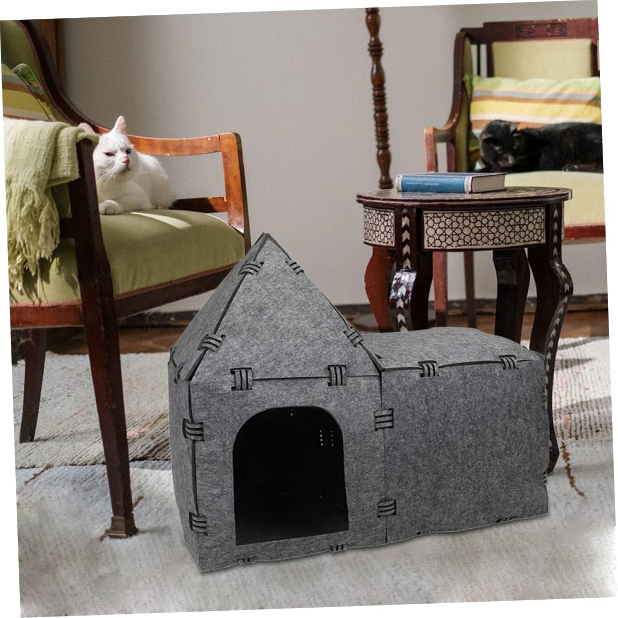 Kisangel Felt Cat Tunnel Interactive Toy Creative Pet Nest for Indoor Use Bright Design for Enrichment for Play and Rest Cat House