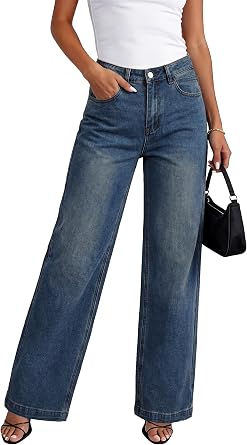 Womens Wide Leg Jeans Baggy High Waisted Loose Trendy Denim Pants | High Rise Jeans for Women, Relaxed Fit, Full Length, Casual Daily Wear, Going Out Outfits