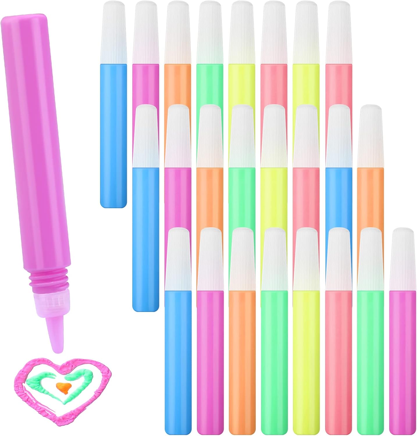 Leumoi 24 Pieces Magic Puffy Pens for Kids 3D Puffy Paint Pens Fun Popcorn Pen Art