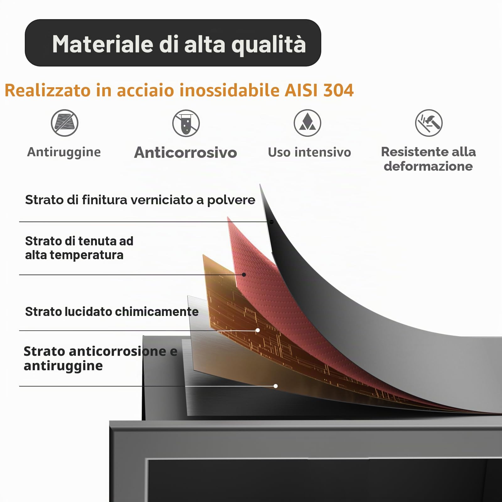 Nicchia per doccia a parete in acciaio inox con LED, a incasso, a doppio strato, 60 cm x 30 cm, non sono necessarie piastrelle, colore: nero