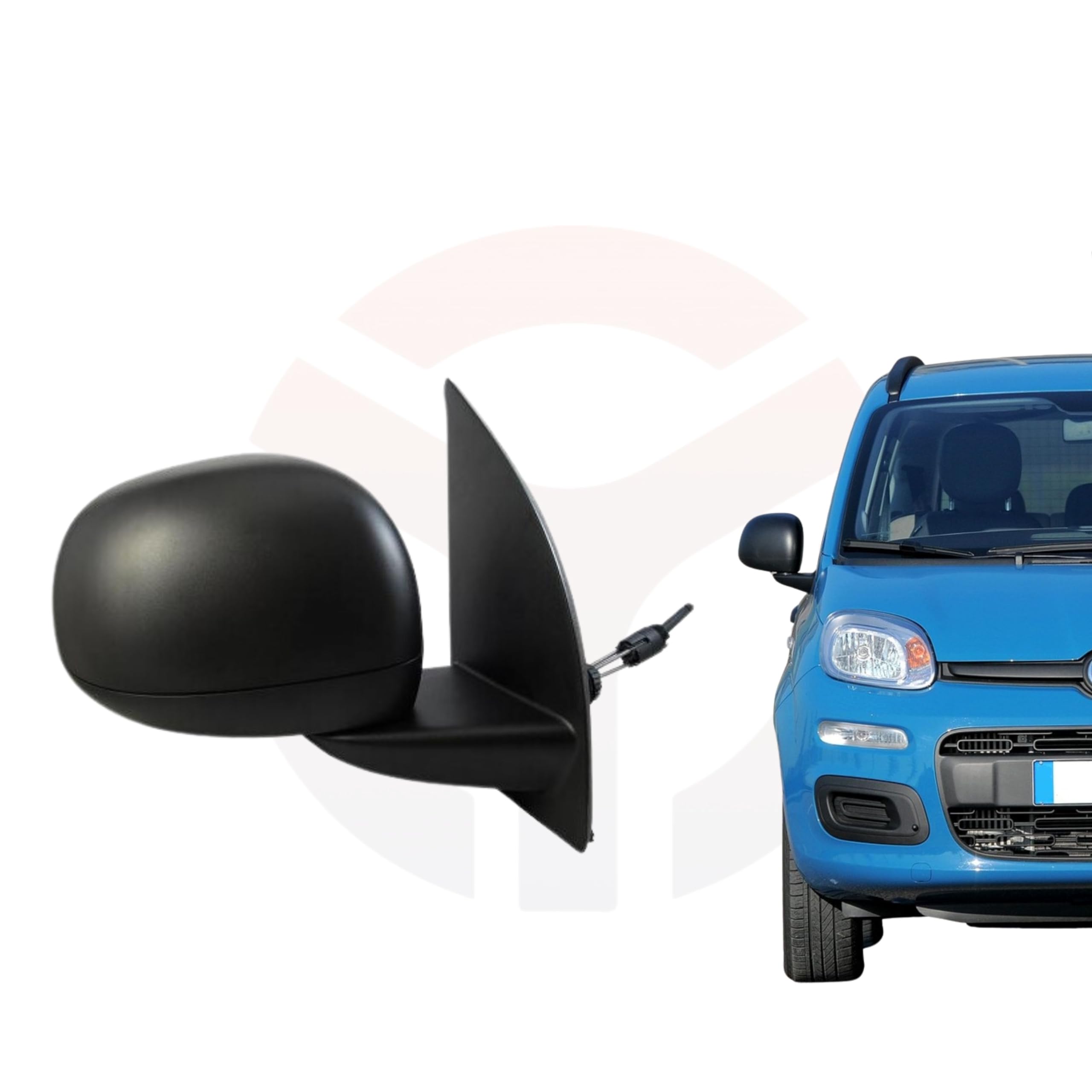 Specchietto Retrovisore Destro Per Fiat Panda 2012+ - Regolazione Meccanica, Nero - Foto 7