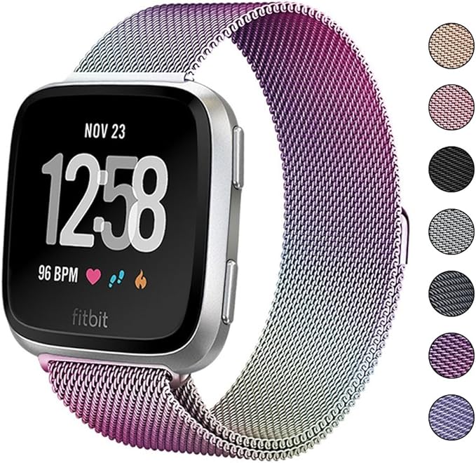 CAVN Fitbit Versa Strap, Fitbit Versa Milanese Replacement Straps Loop  Stainless Steel Metal Quick Release Watch Strap with Magnet Lock Wristbands  for Fitbit Versa Smart Watch, Rainbow Small : Amazon.co.uk: Electronics \u0026