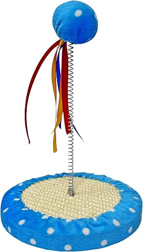 Pequeño árbol de juguete rascador para gatos con pelota  Juguetes para gatos rascadores de interior con cintas coloridas + base duradera  Juguetes