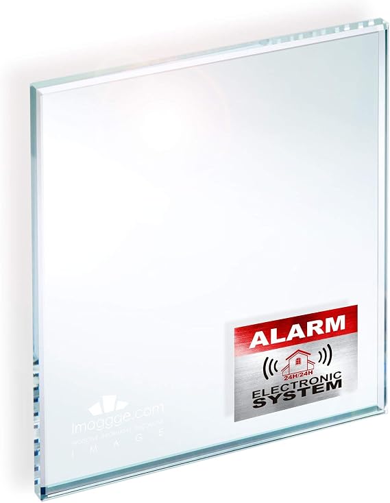 12 x Security Alarm Warning Sign Stickers - Alarm - Electronic System - for Internal and External use - Protection for Home, car... - Weatherproof - Size: 3,4 x 2,2 in