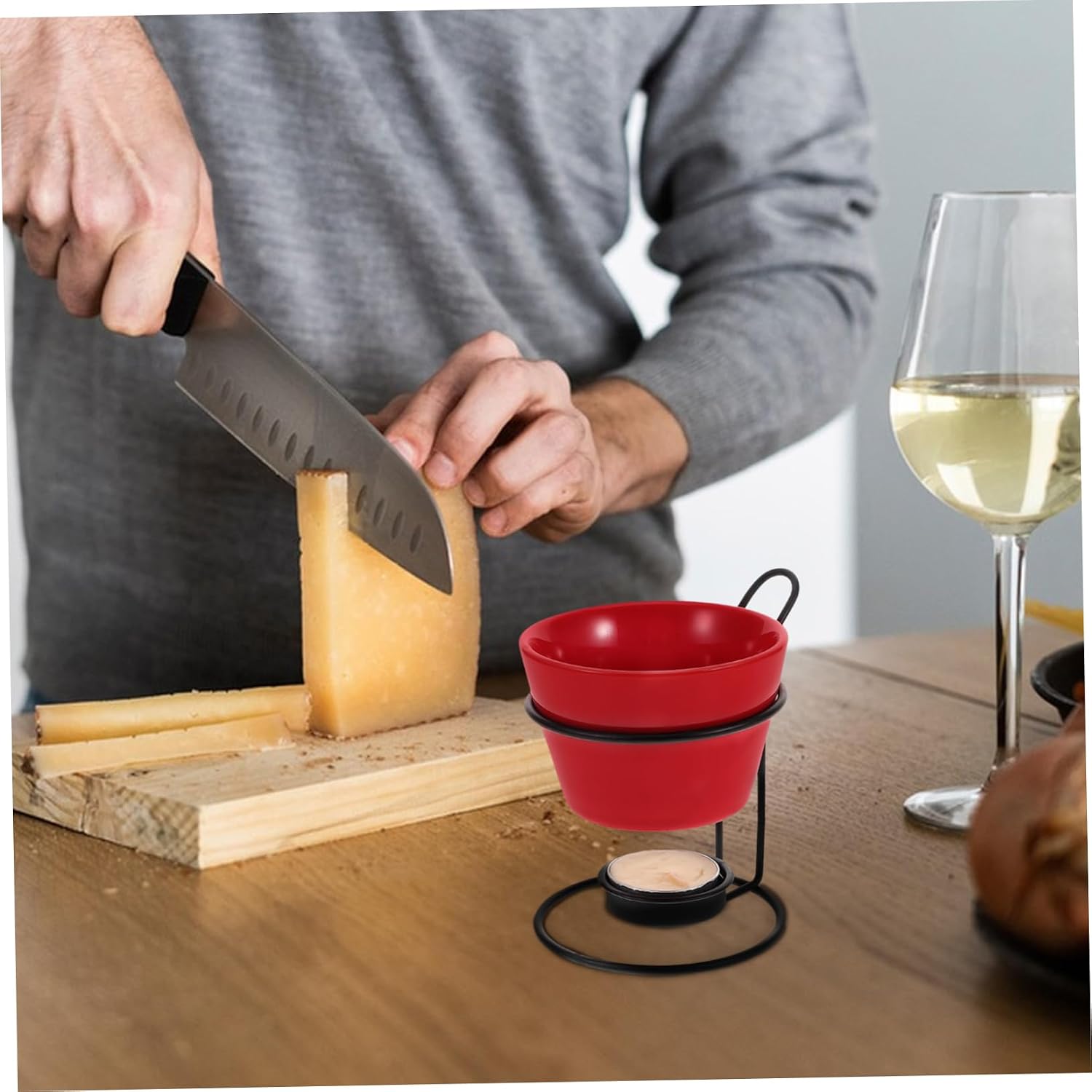 Ceramic Butter Fondue Pot Set 150ml with Iron Stand 2 Pieces