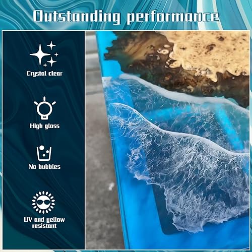 Miniatura 9 de Kit de resina epoxi transparente y endurecedor de 1.2 galones, sin burbujas, antiamarilleo, relación 11 para fabricación de joyas, moldes,