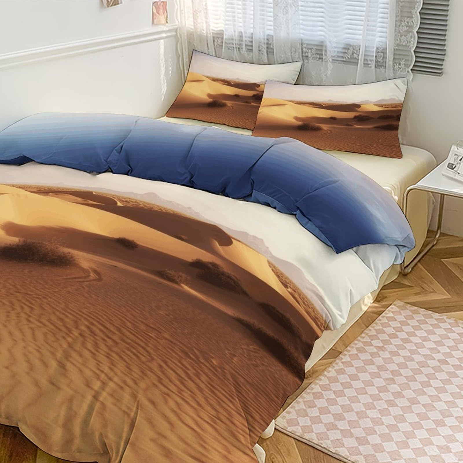 Couette pour grand lit et parure de lit 3 pièces couvre-lit paysage désert